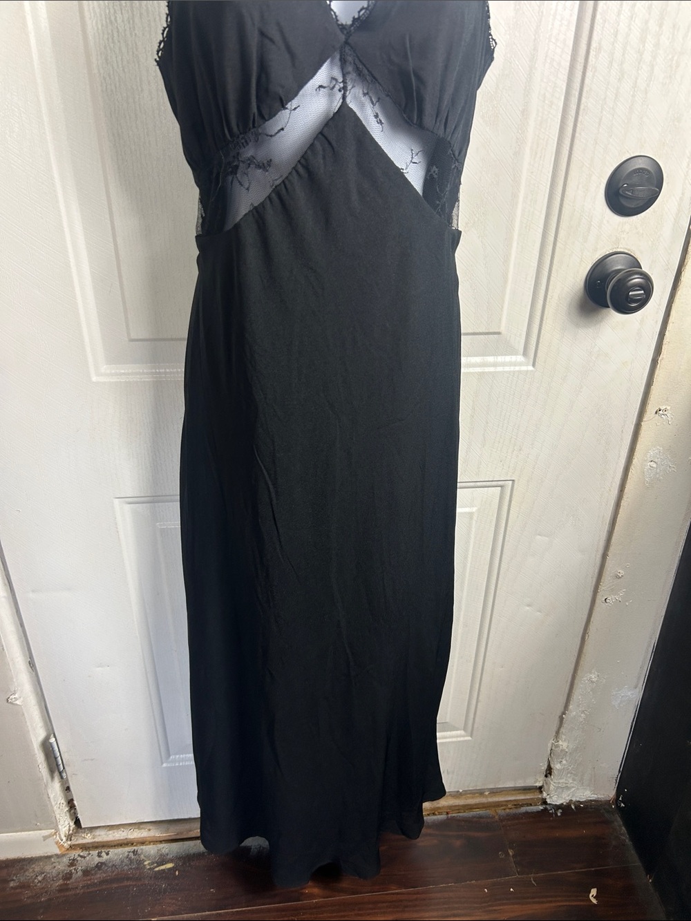 wild fable Black Maxi Dress with Lace Insets - Picture 3 of 7